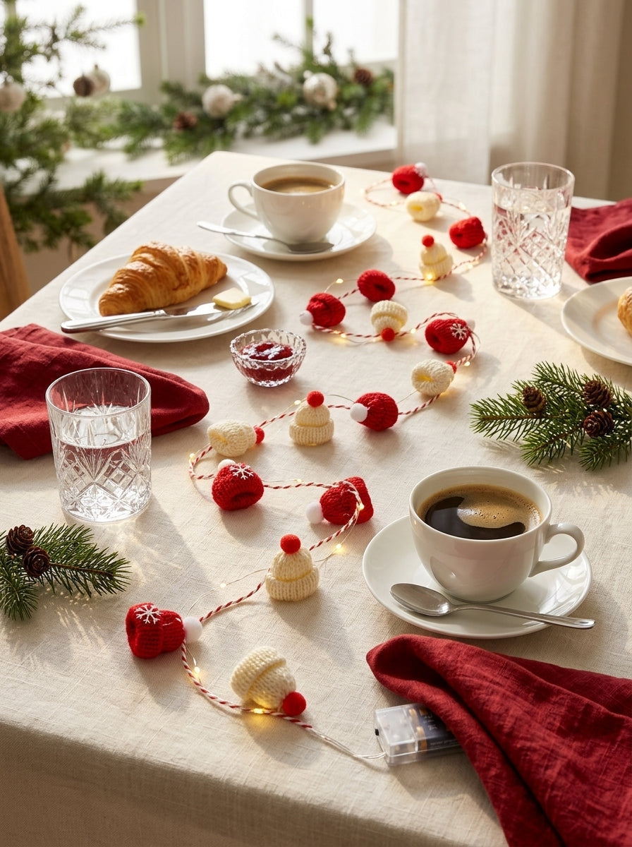 Cozy Christmas 20 LED Örgü Şapkalı Dekoratif Işık Zinciri