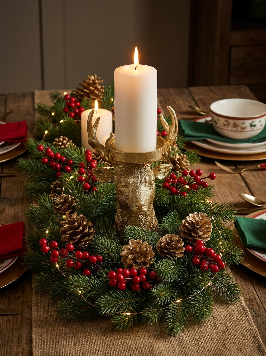 Golden Reindeer Yılbaşı Mumluğu