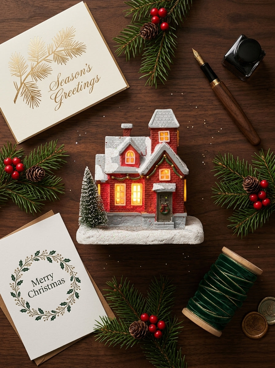 Christmas Village LED Işıklı Kırmızı Yılbaşı Evi