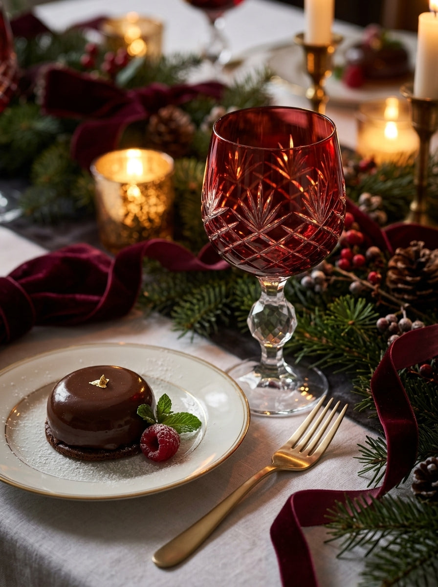Eclat Christmas Ruby Kristal Kahve Yanı Su Bardağı