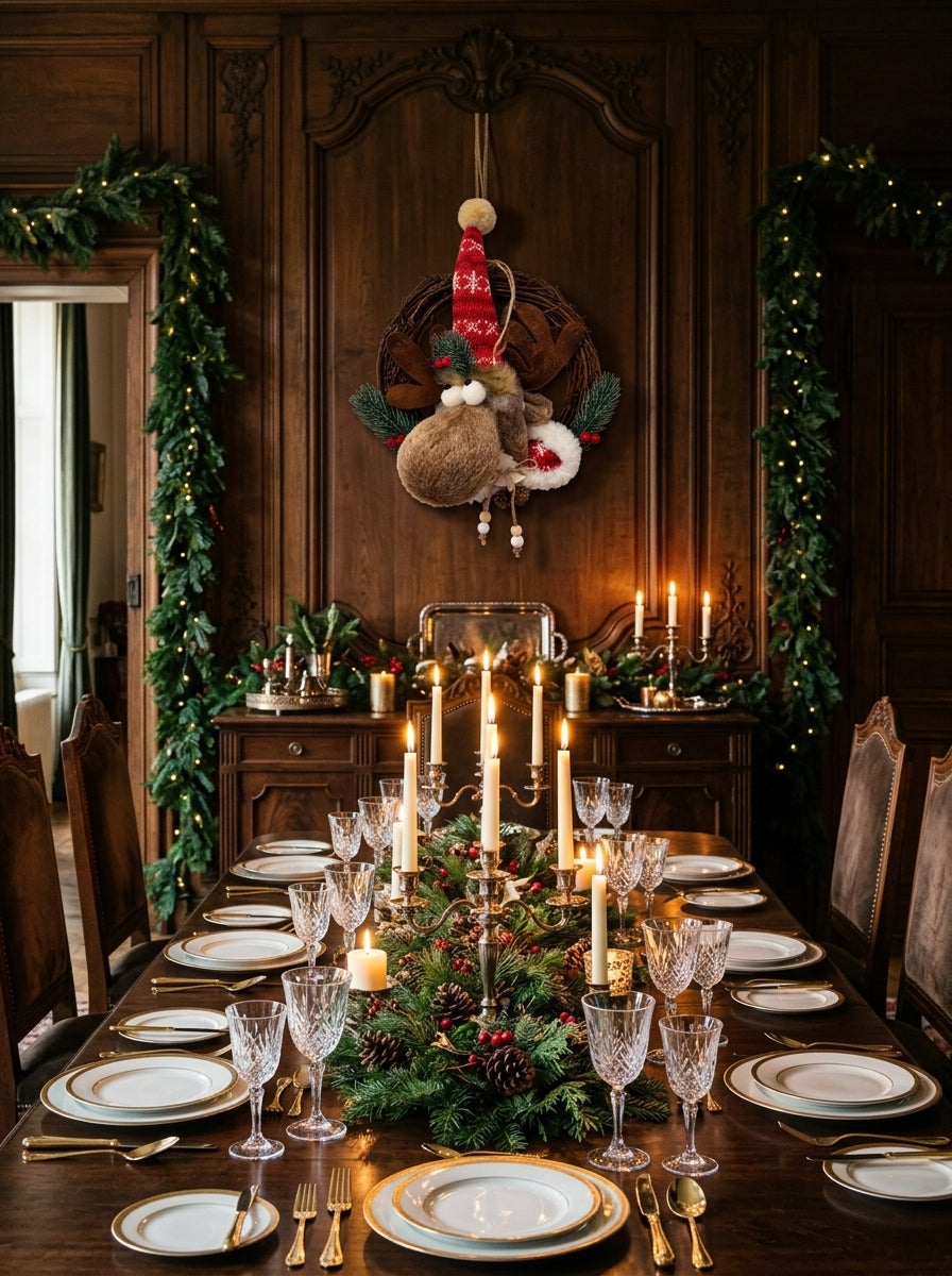 Rudolph's Christmas – Nostaljik Geyikli Yılbaşı Kapı ve Ağaç Süsü - 30 CM