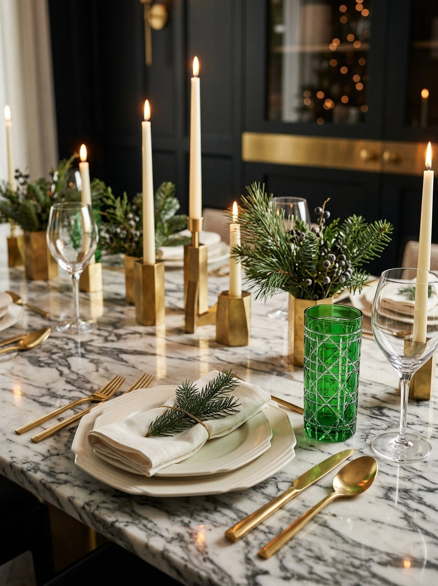 Vetro Christmas Emerald Uzun Su Bardağı