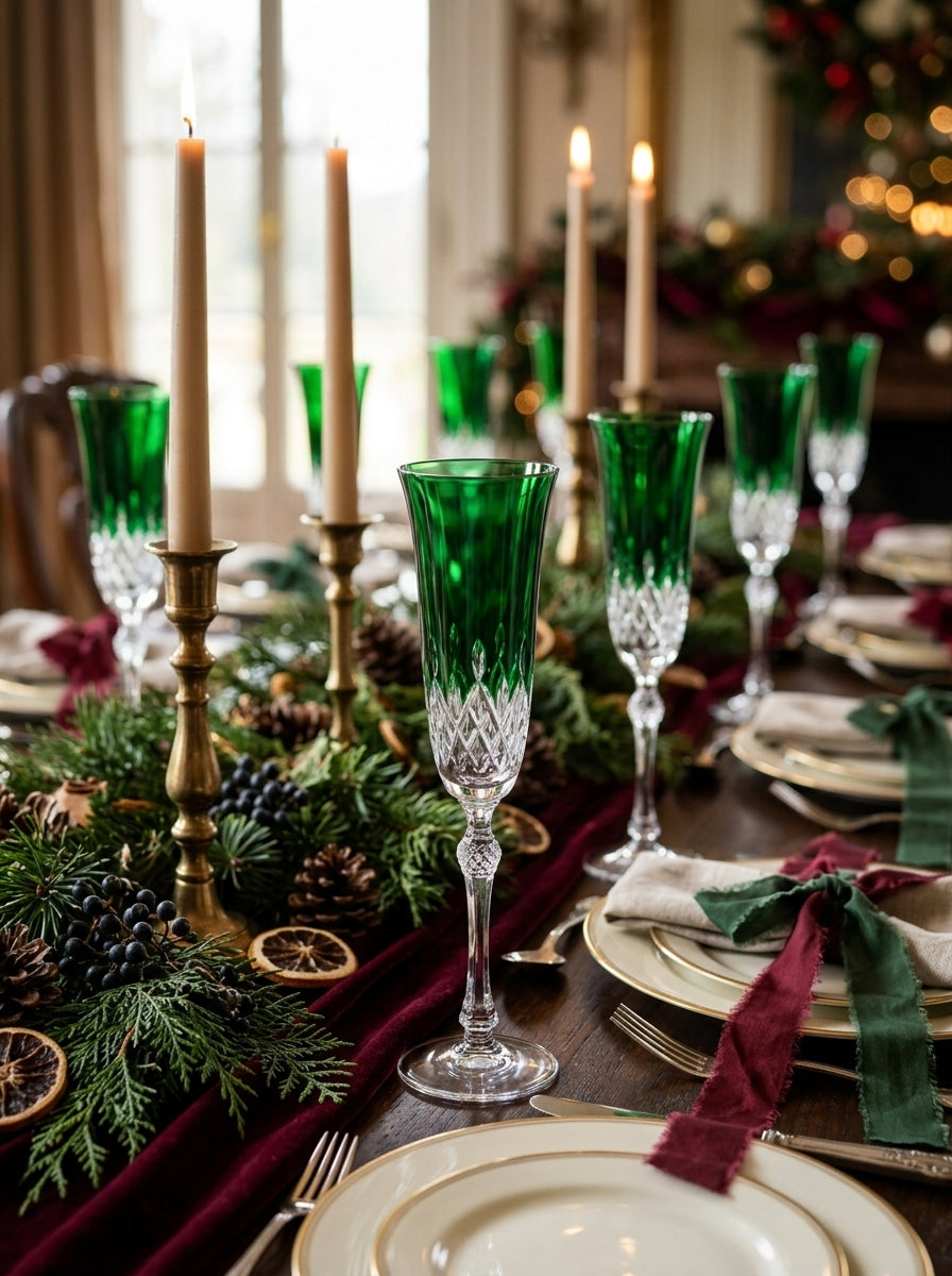 Celeste Christmas Emerald Flüt Şampanya Kadehi