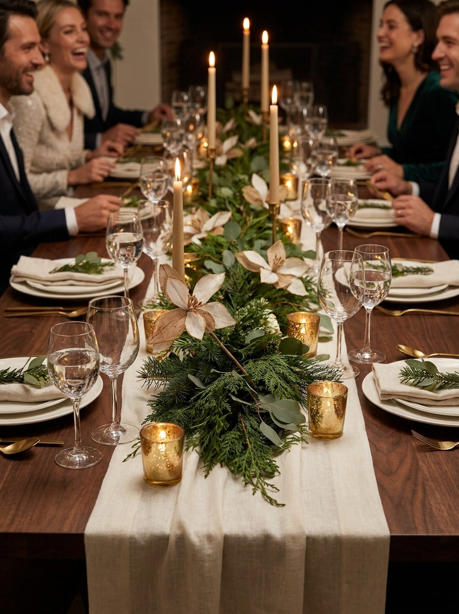 Natural Christmas Krem &amp; Gold Dekoratif Yılbaşı Çiçeği