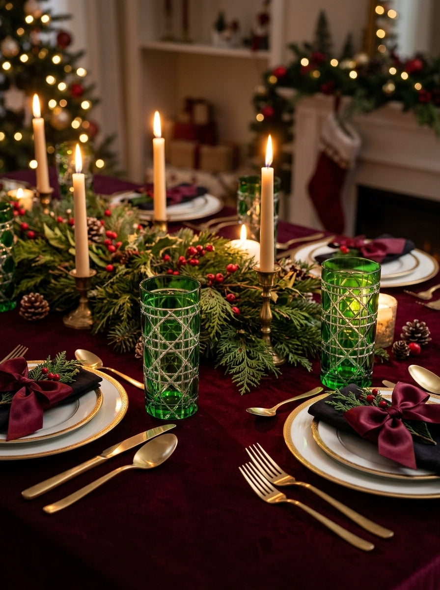 Vetro Christmas Emerald Uzun Su Bardağı