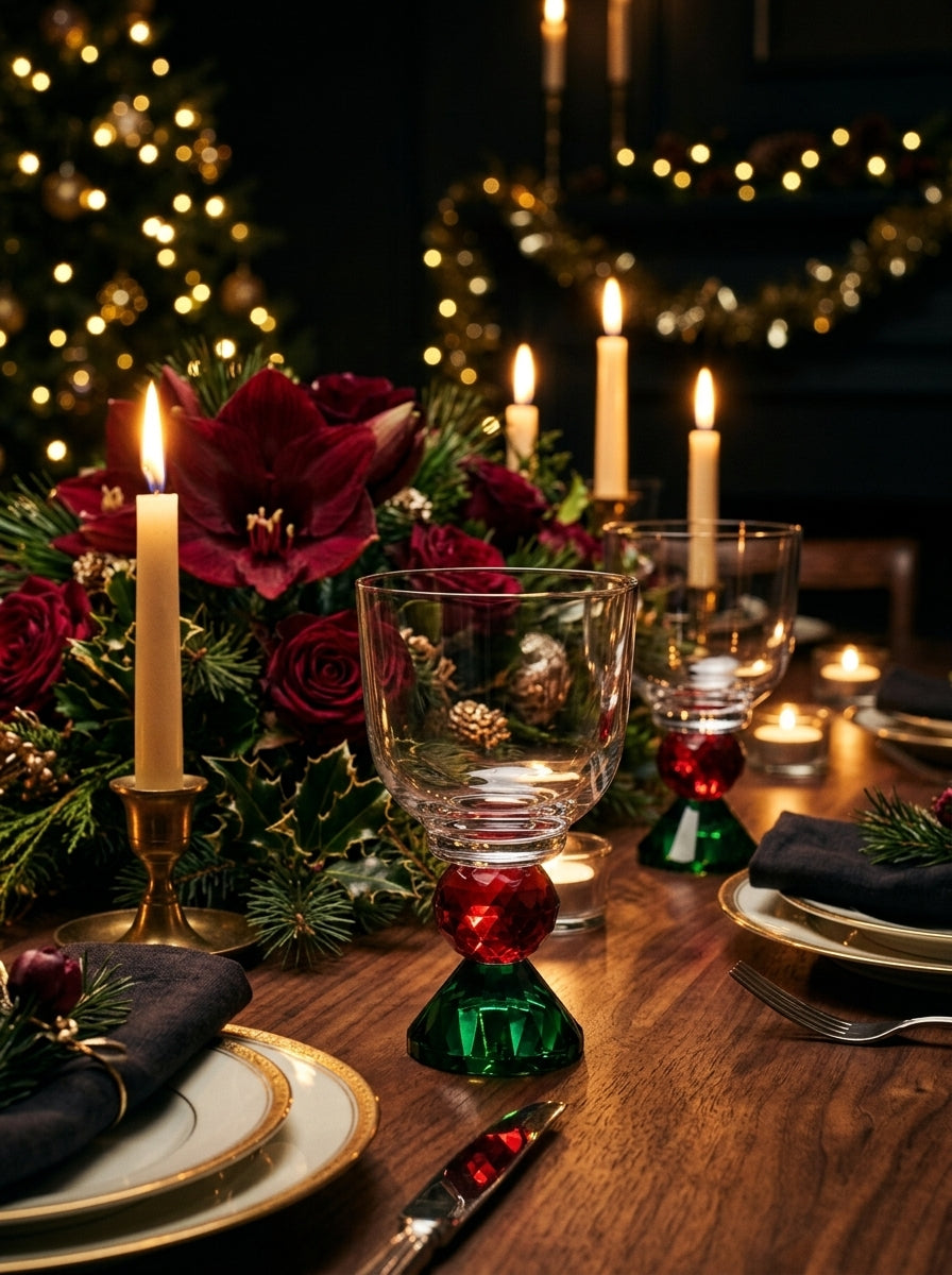 Ruby Emerald Lumi Coupe – Christmas Crystal Goblet