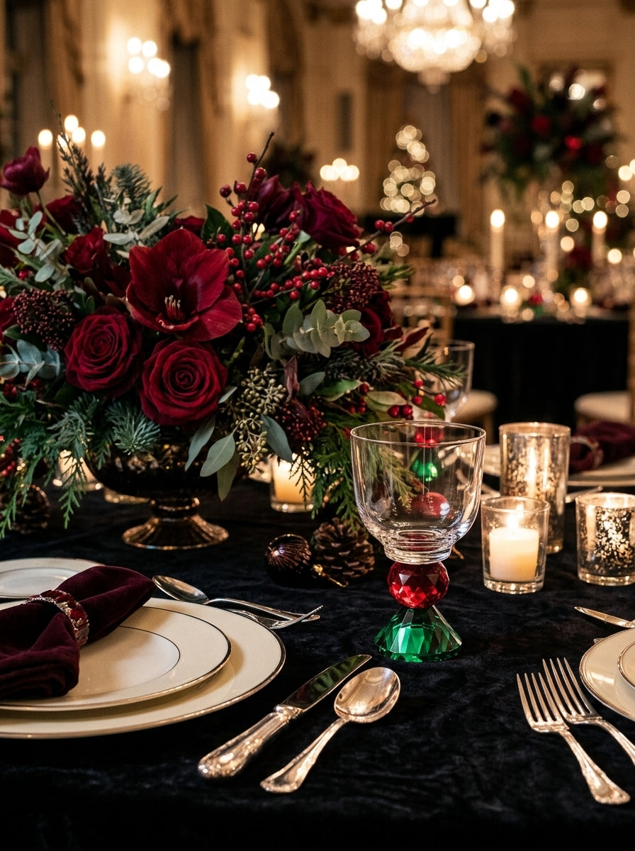 Ruby Emerald Lumi Coupe – Christmas Crystal Goblet