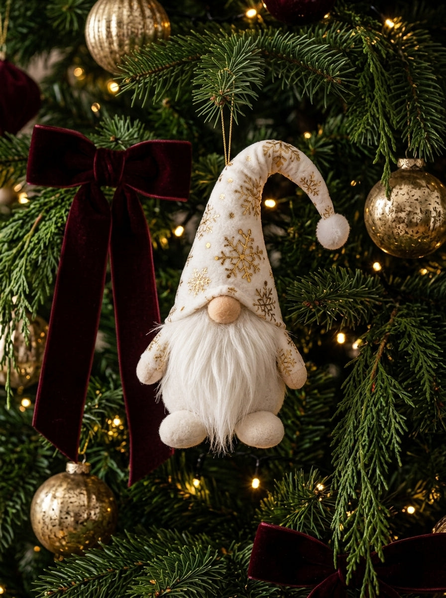 Golden Snow Christmas Gnome Yılbaşı Ağaç Süsü