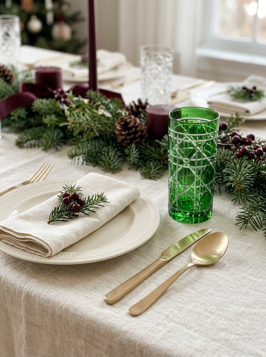 Vetro Christmas Emerald Uzun Su Bardağı