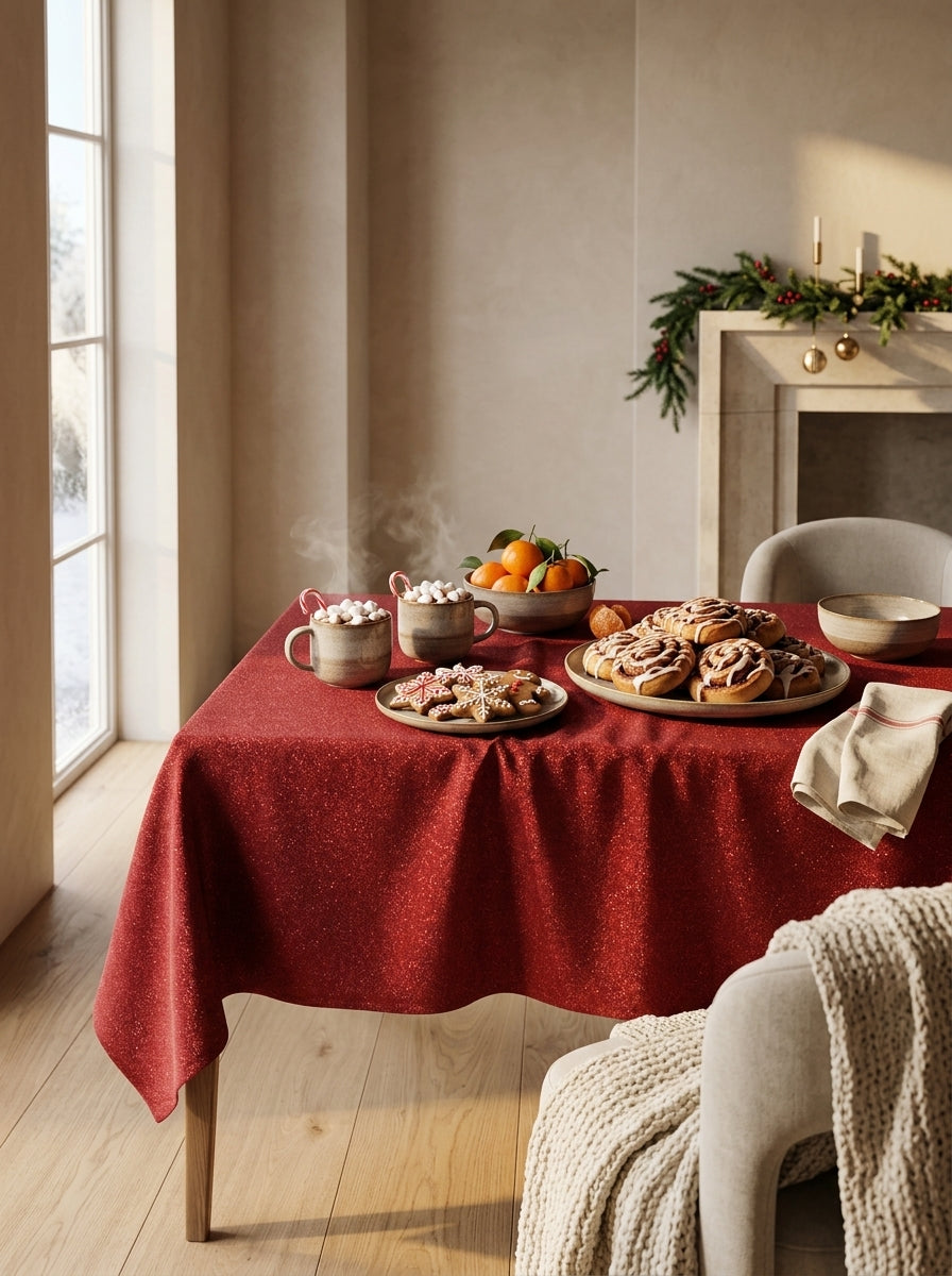 Red Glitter Tablecloth