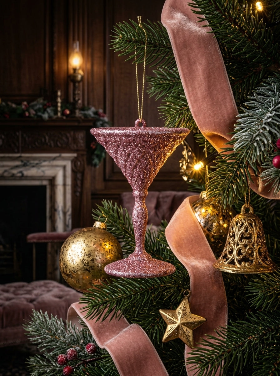 Cocktail Glam Yılbaşı Ağaç Süsü Pembe