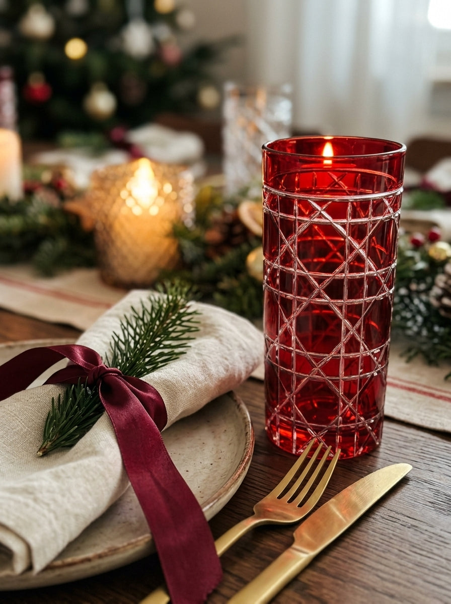 Vetro Christmas Ruby Uzun Su Bardağı