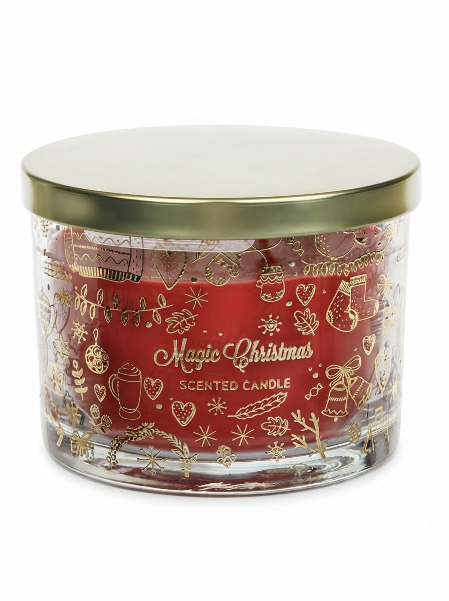 Christmas Apple &amp; Cinnamon Kırmızı Cam Kokulu Mum