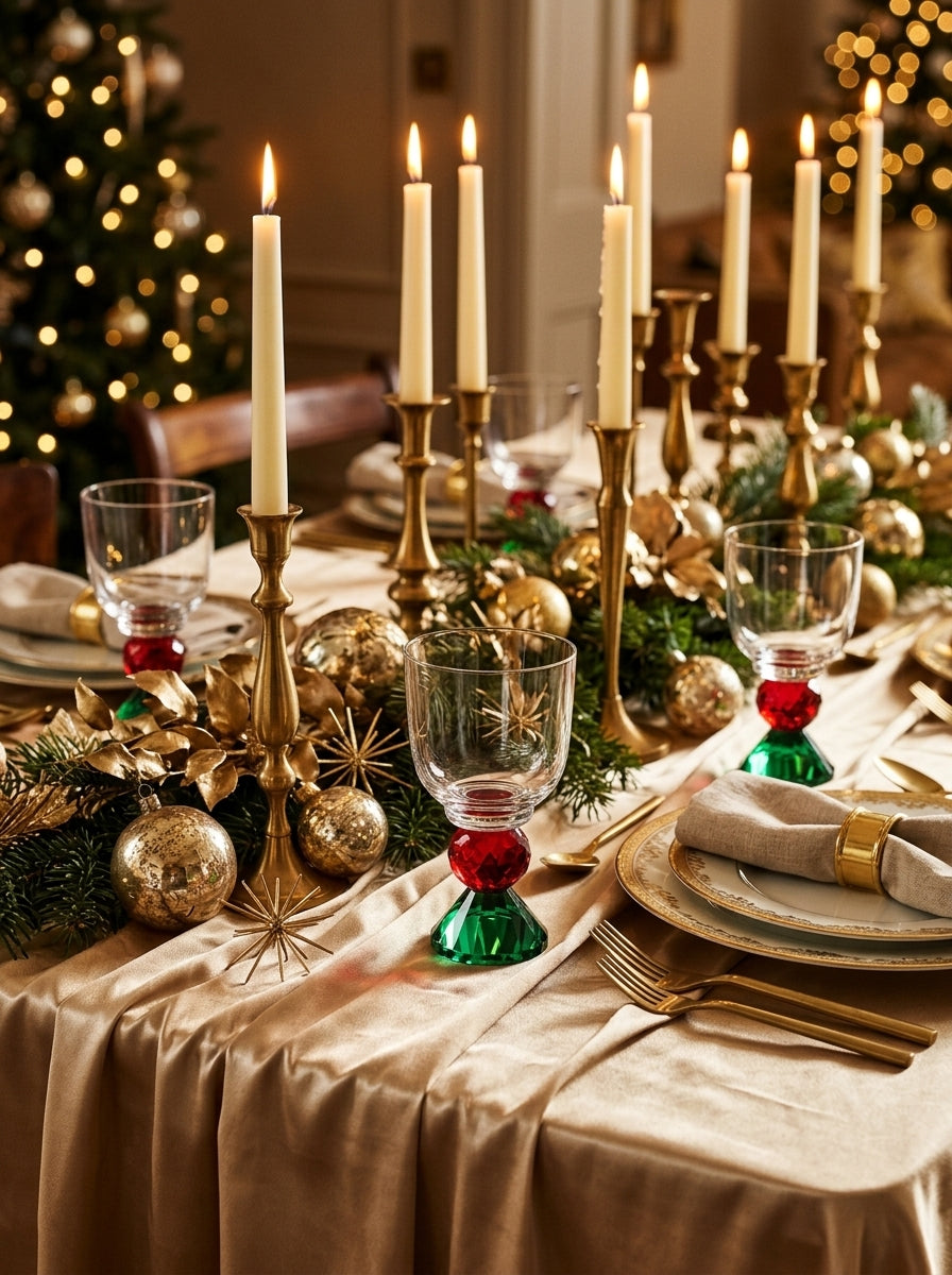 Ruby Emerald Lumi Coupe – Christmas Crystal Goblet