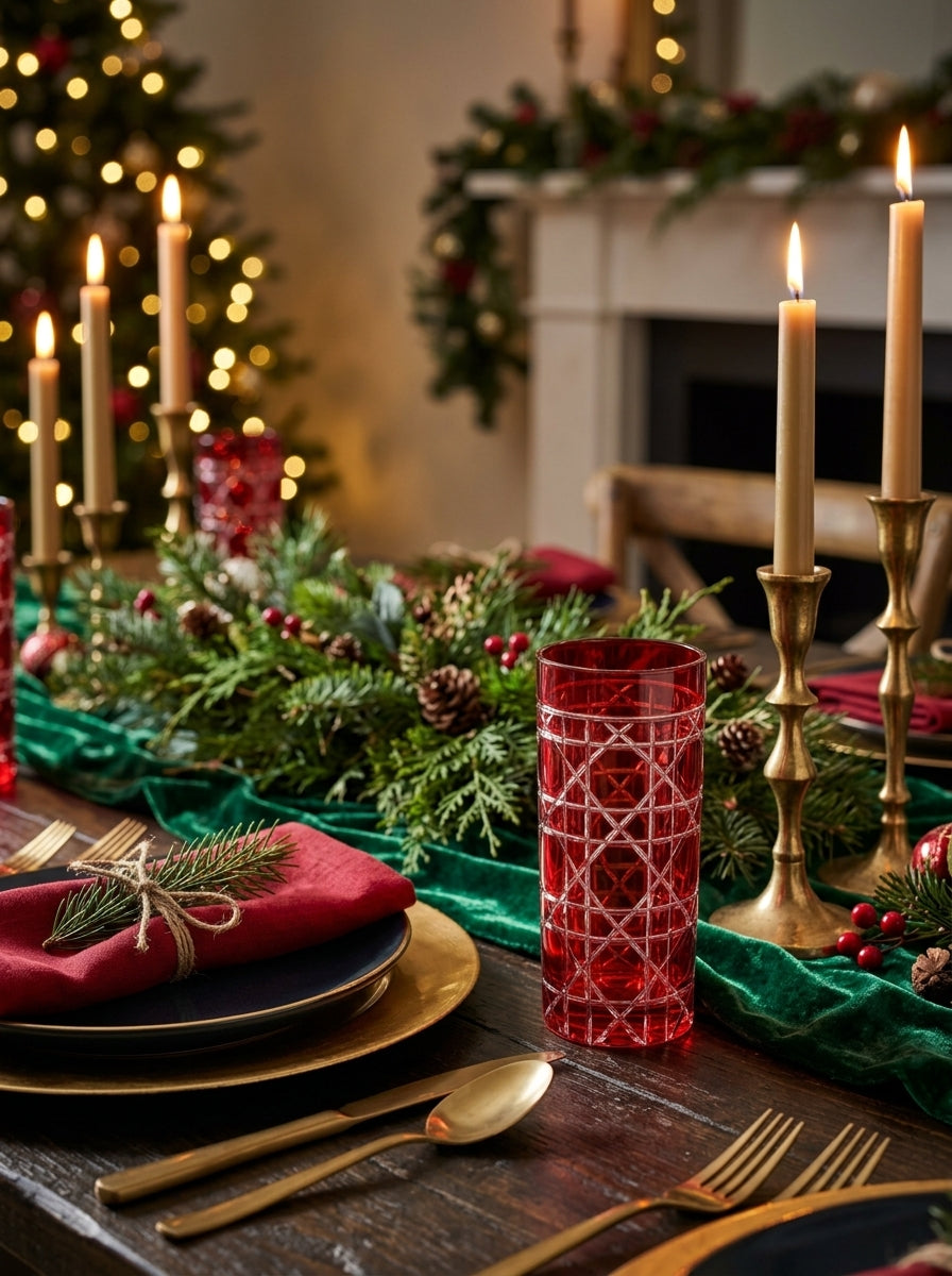 Vetro Christmas Ruby Uzun Su Bardağı