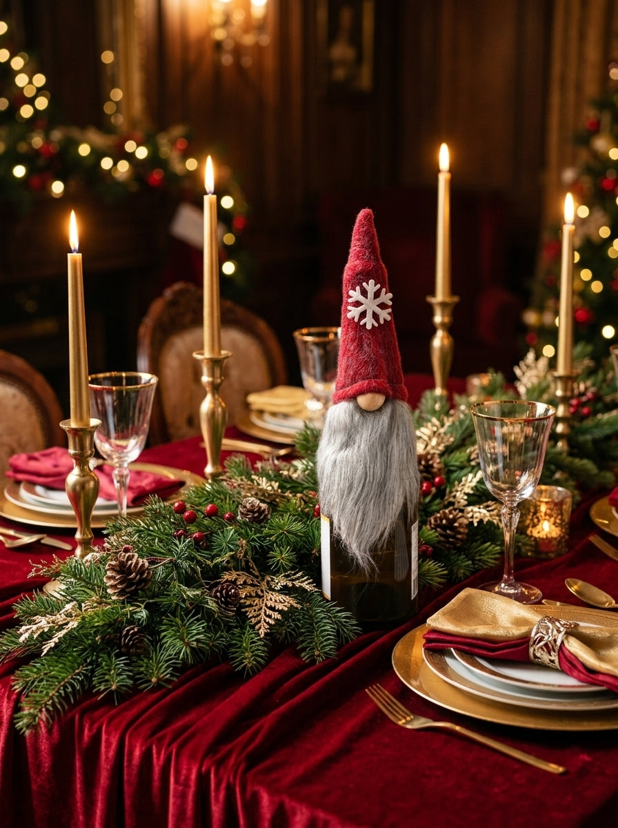 Santa's Bottle Dress – Kırmızı Kar Tanesi Detaylı Noel Baba Yılbaşı Şişe Süsü