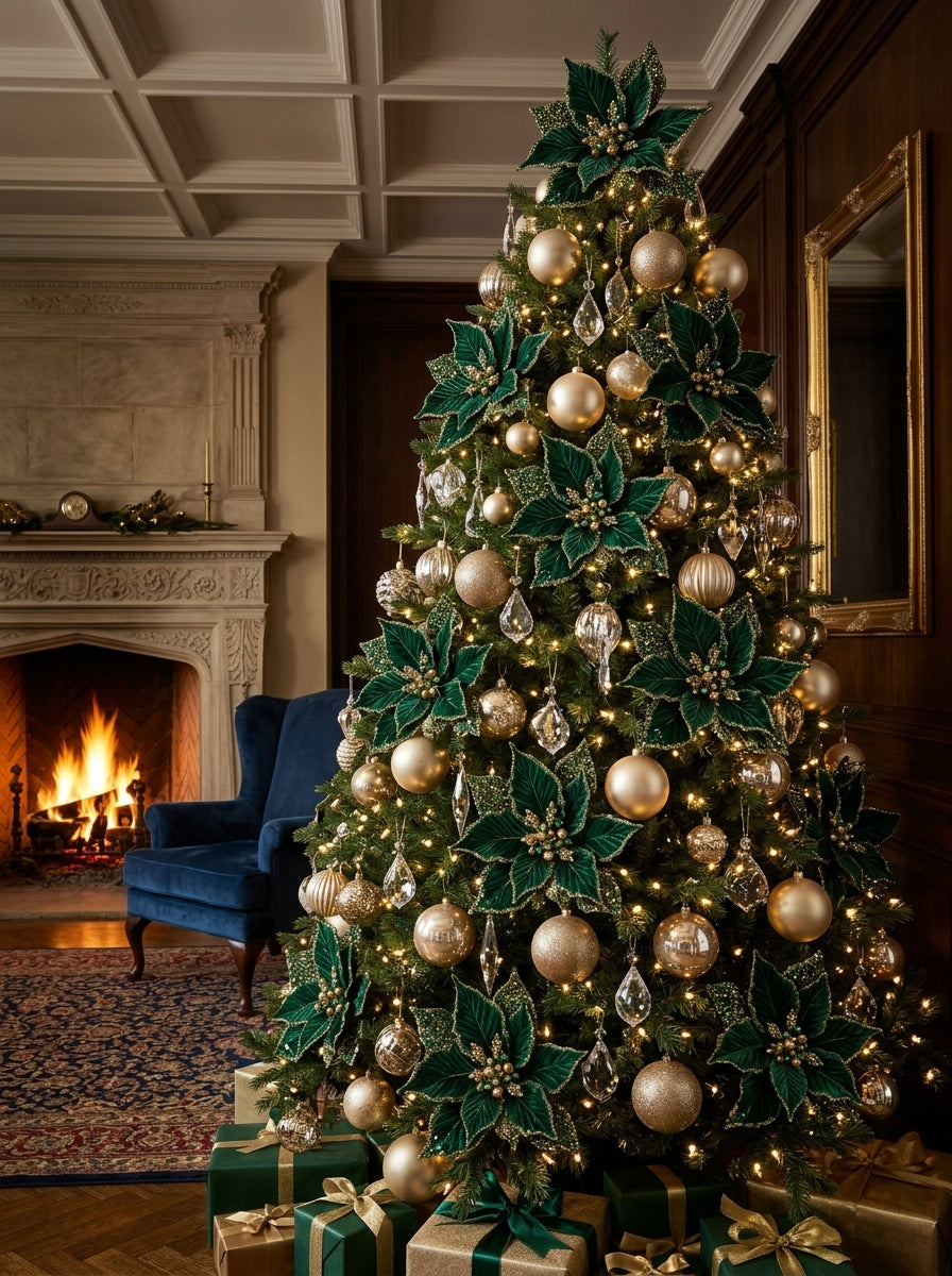 Emerald Champagne Poinsettia Klipsli Yılbaşı Çiçeği