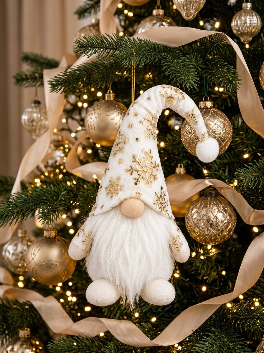 Golden Snow Christmas Gnome Yılbaşı Ağaç Süsü