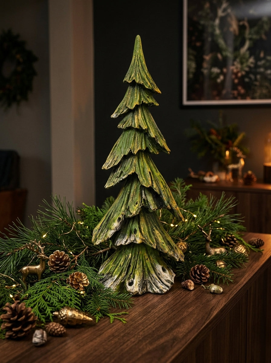 Enchanted Forest Yeşil Eskitme Dekoratif Yılbaşı Ağacı – 38 CM