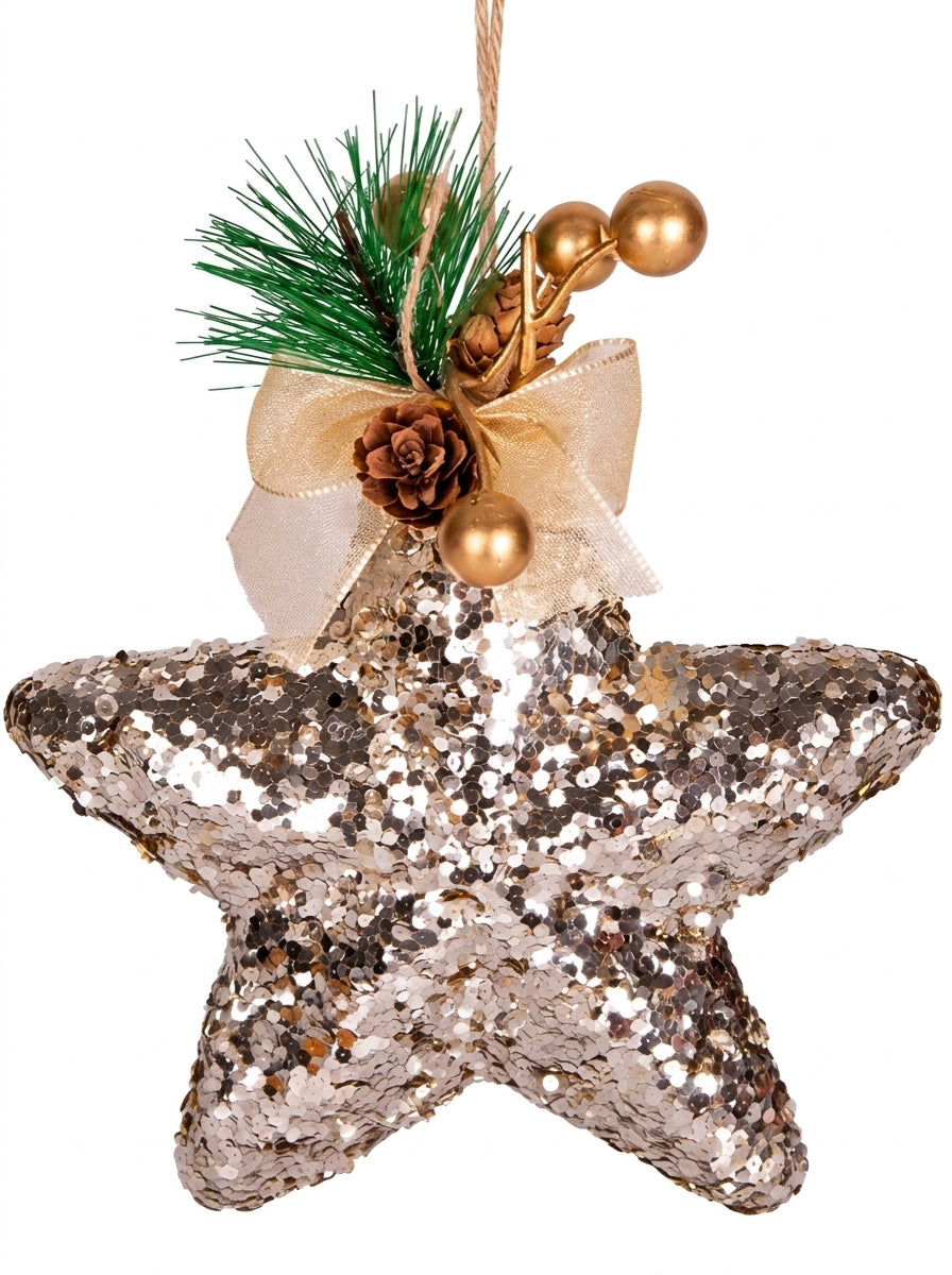 Champagne Star Payetli Yılbaşı Ağaç Süsü