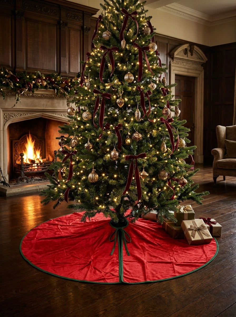 Red Velvet Christmas Kırmızı Yılbaşı Ağacı Alt Örtüsü – 120 CM
