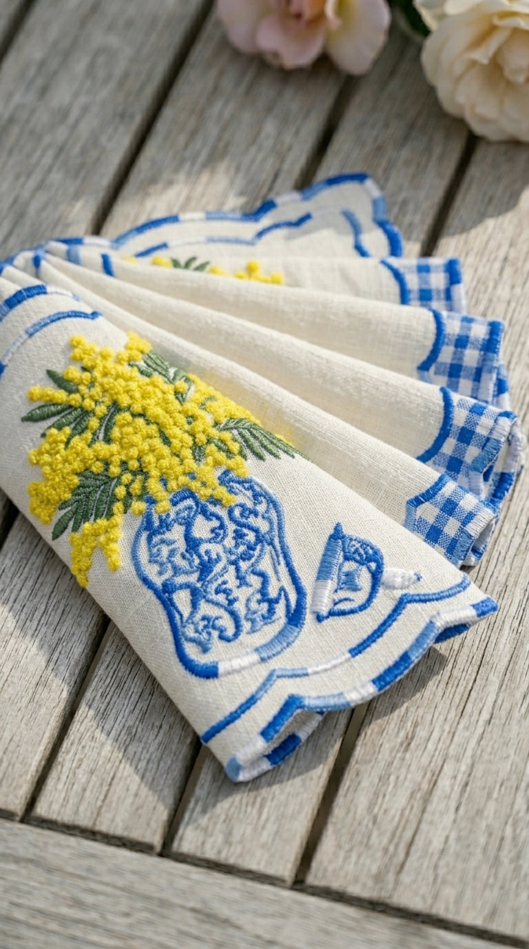 Mimosae Embroidered Kokteyl Peçetesi