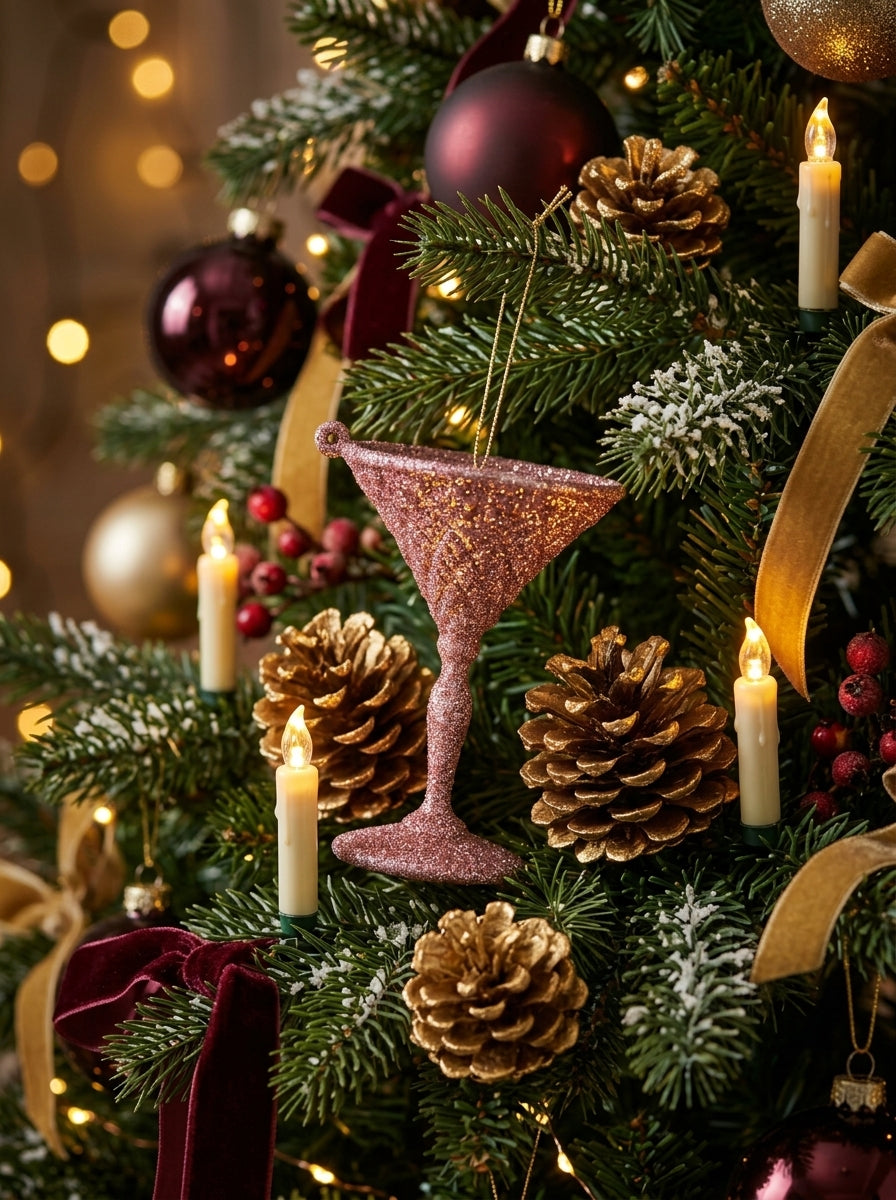 Cocktail Glam Yılbaşı Ağaç Süsü Pembe