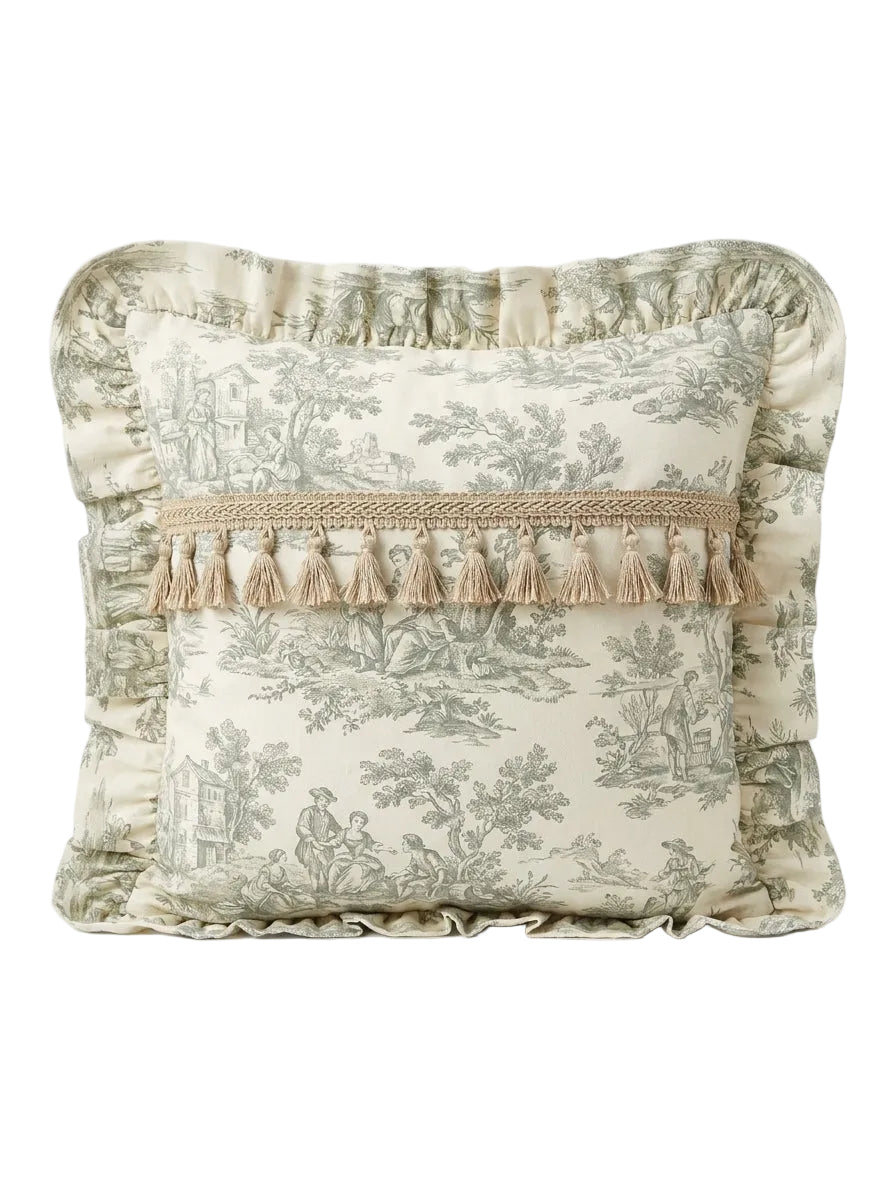 Toile Verde Ruffle  Yastık