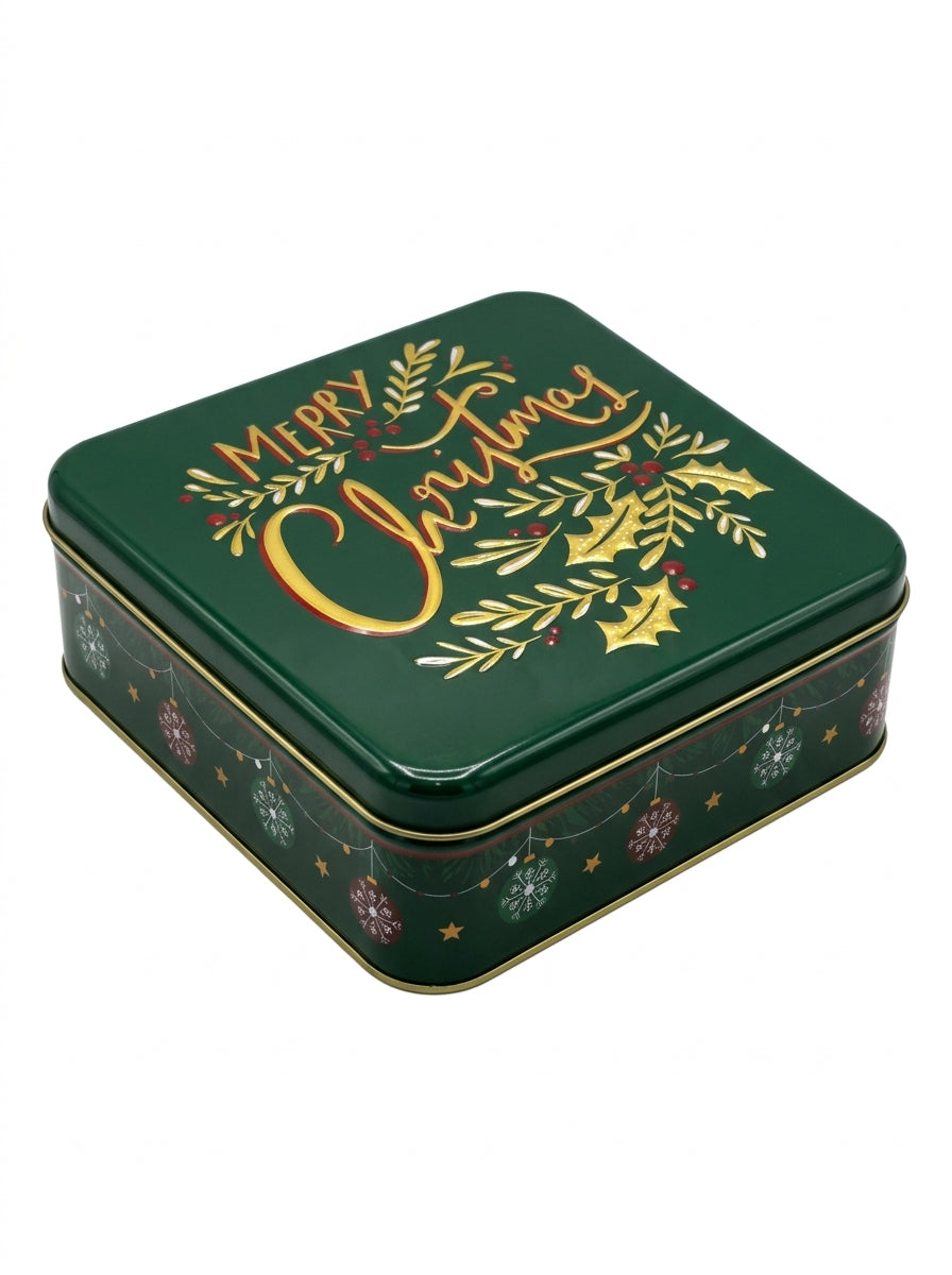 Merry Christmas Green Metal HediyenSaklama Kutusu