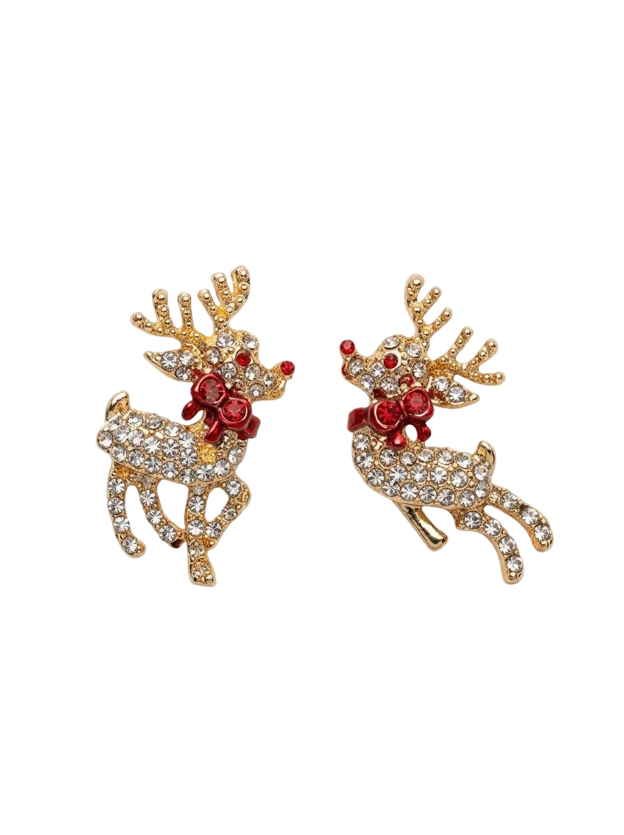 Rudolph Crystal Gold Ren Geyiği Küpe
