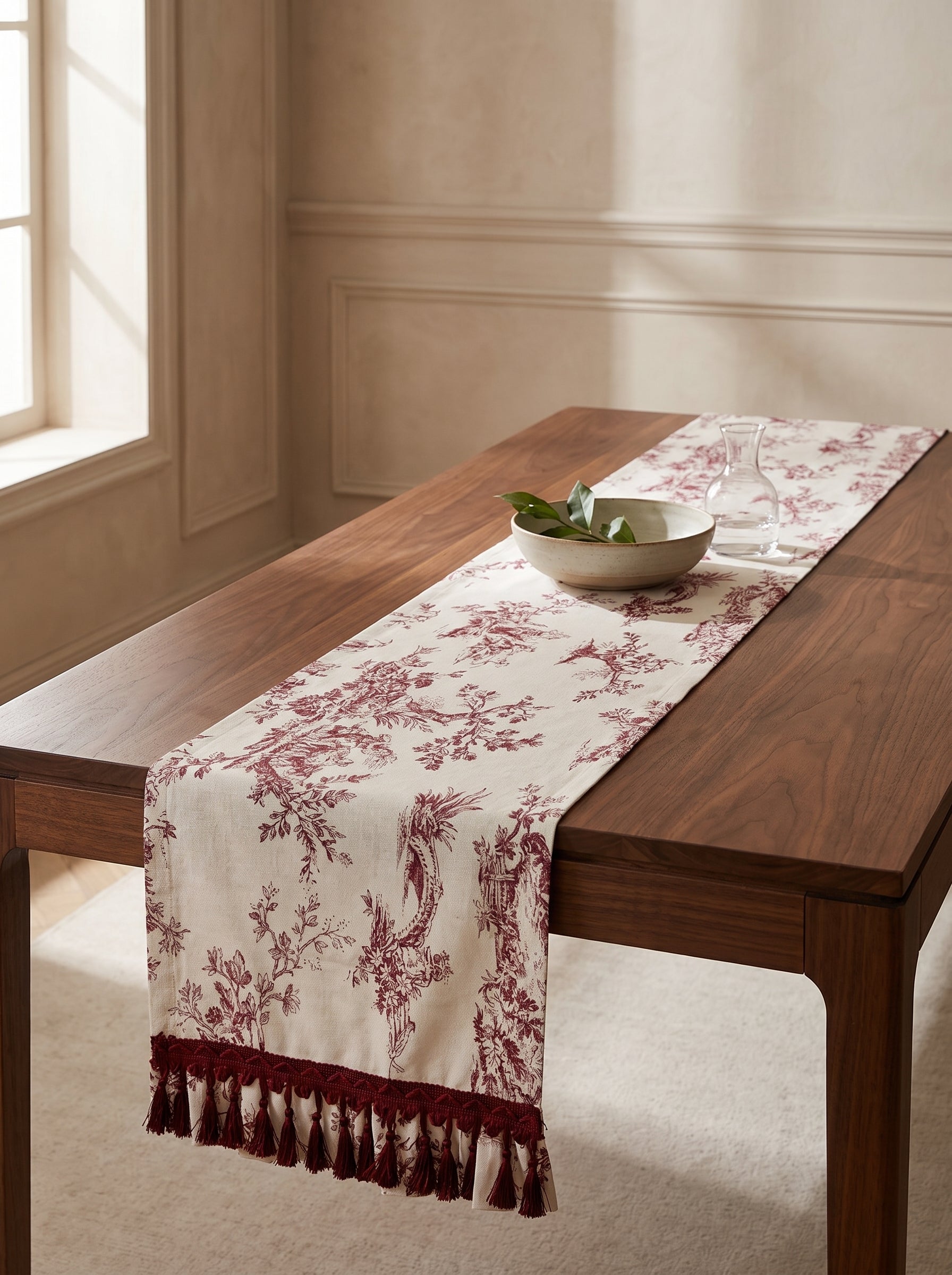Toilea Burgundy Ruffle Runner