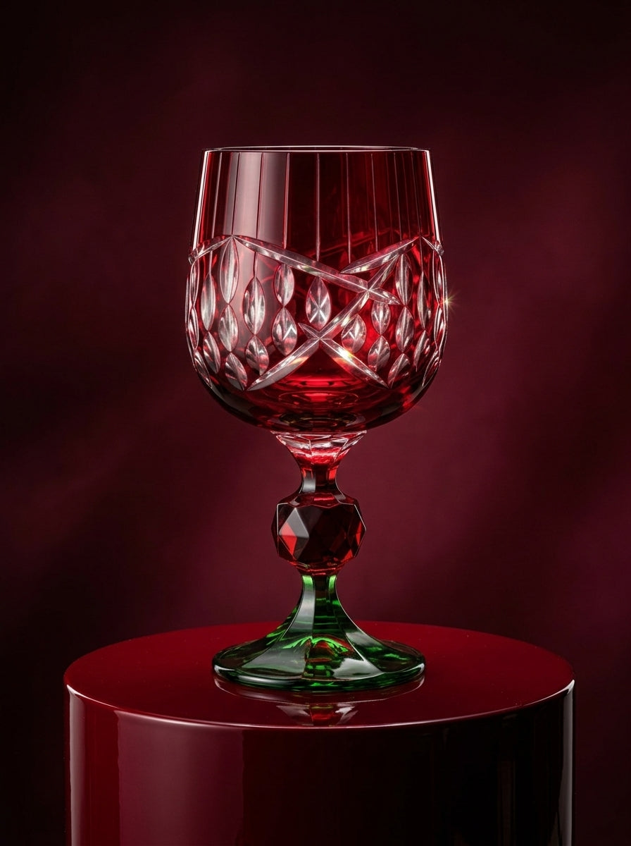 Ruby Emerald Kırmızı Yeşil Kristal Kadeh