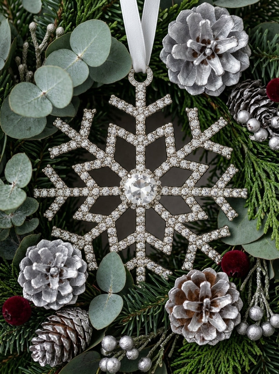 Silver Crystal Snowflake Yılbaşı Ağacı Süsü