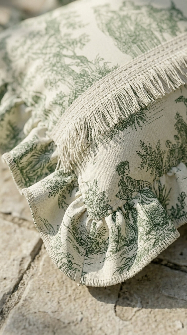 وسادة ruffle خضراء توال
