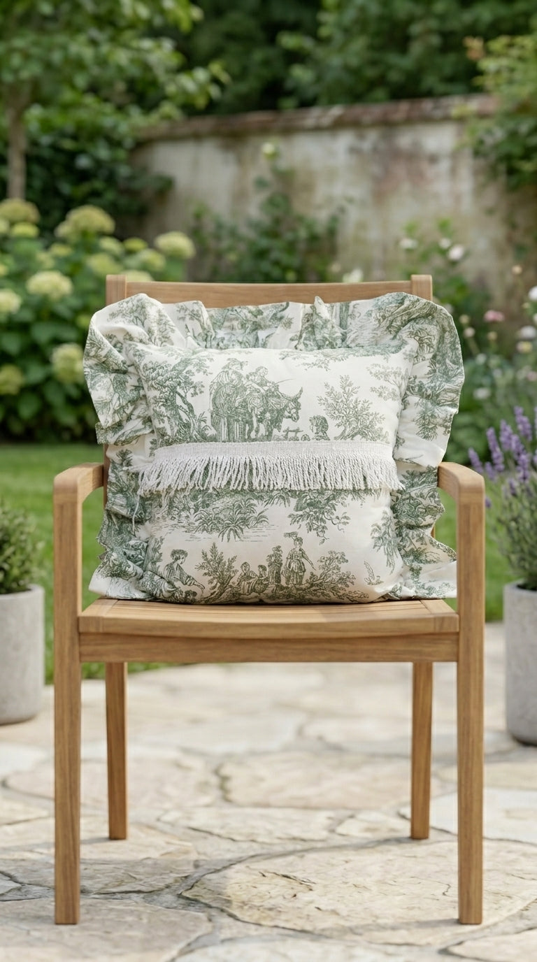 وسادة ruffle خضراء توال