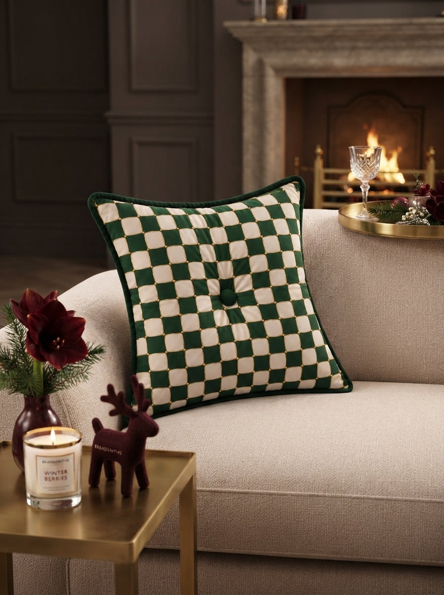 Damier Dekoratif Yastık – Verde
