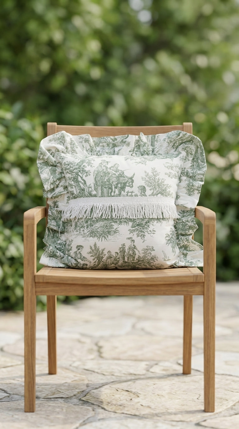 وسادة ruffle خضراء توال
