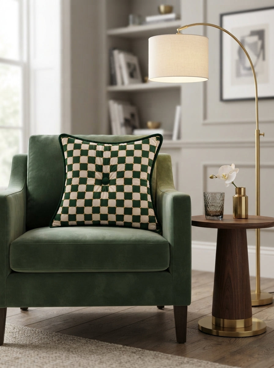 Damier Dekoratif Yastık – Verde
