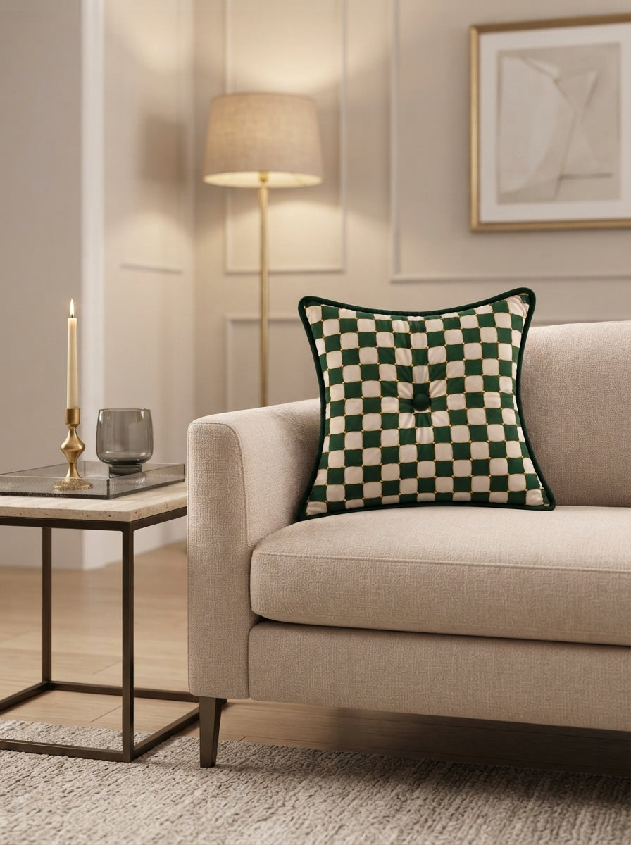 Damier Dekoratif Yastık – Verde