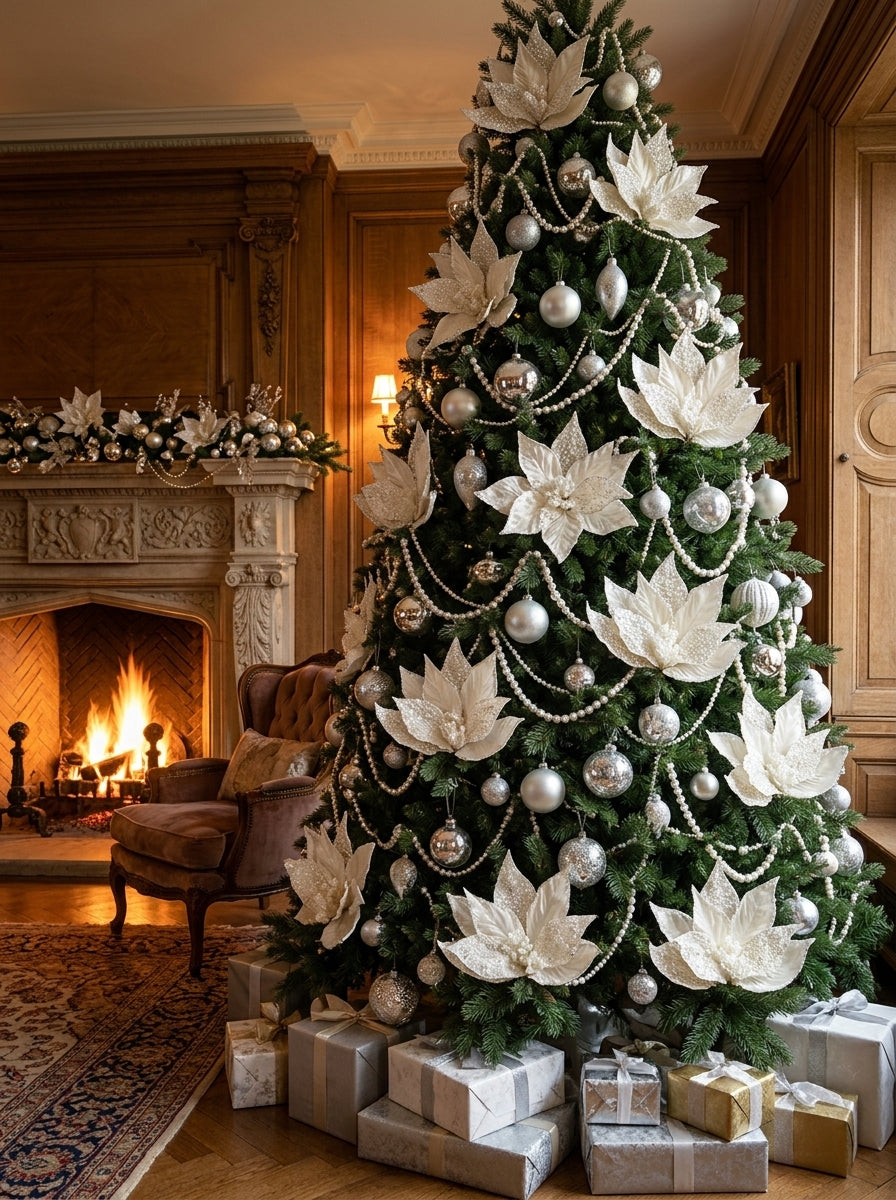 Pearl Snow Poinsettia Dekoratif Yılbaşı Çiçeği