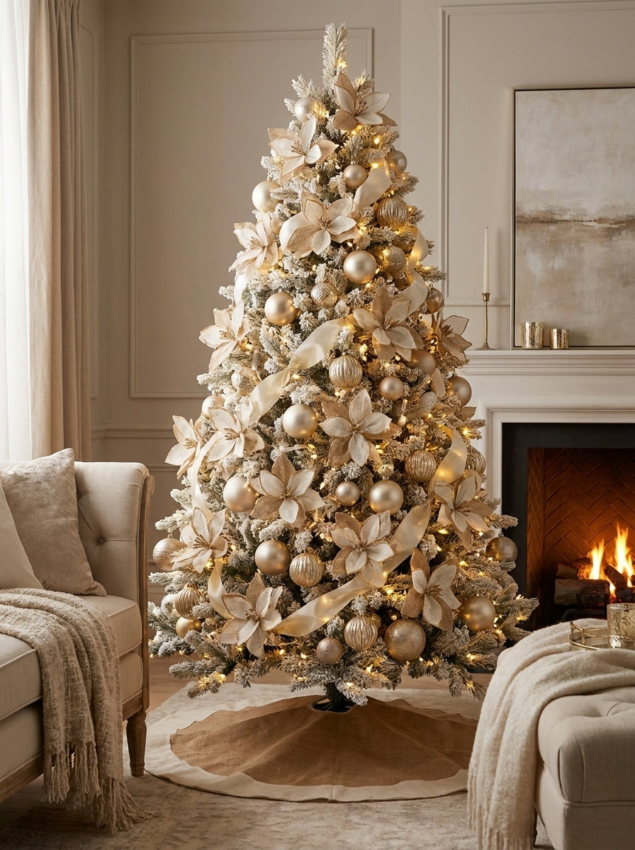 Natural Christmas Krem &amp; Gold Dekoratif Yılbaşı Çiçeği