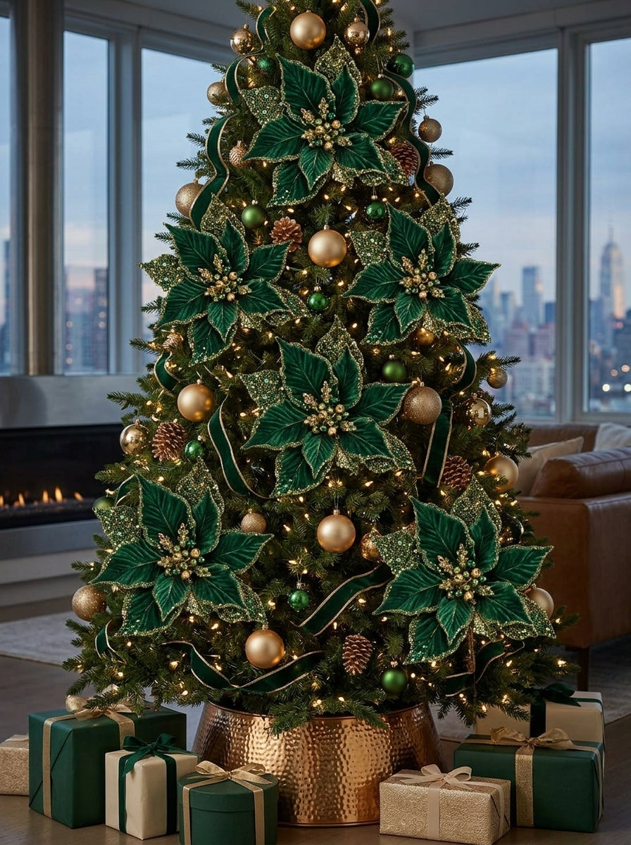 Emerald Champagne Poinsettia Klipsli Yılbaşı Çiçeği