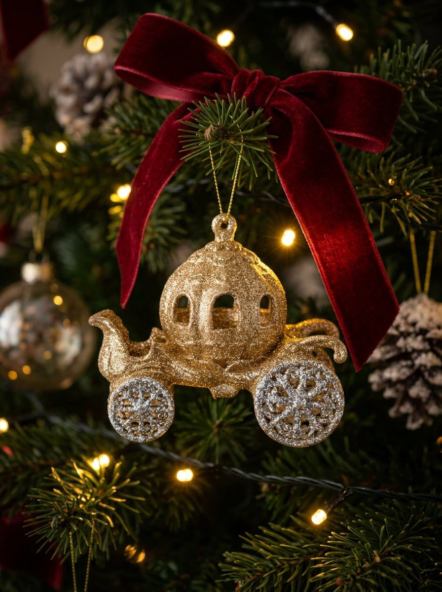 Champagne Glitter Masal Arabası Yılbaşı Süsü