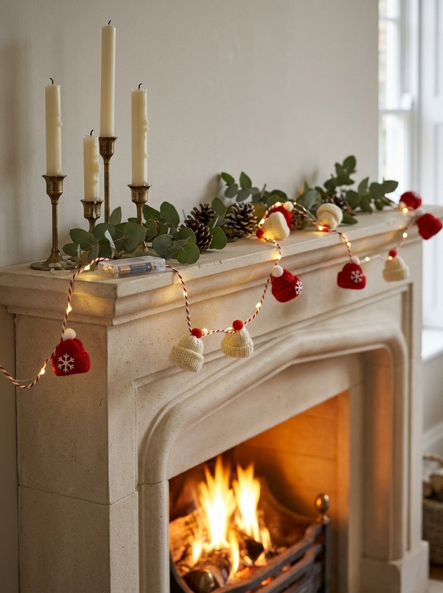 Cozy Christmas 20 LED Örgü Şapkalı Dekoratif Işık Zinciri