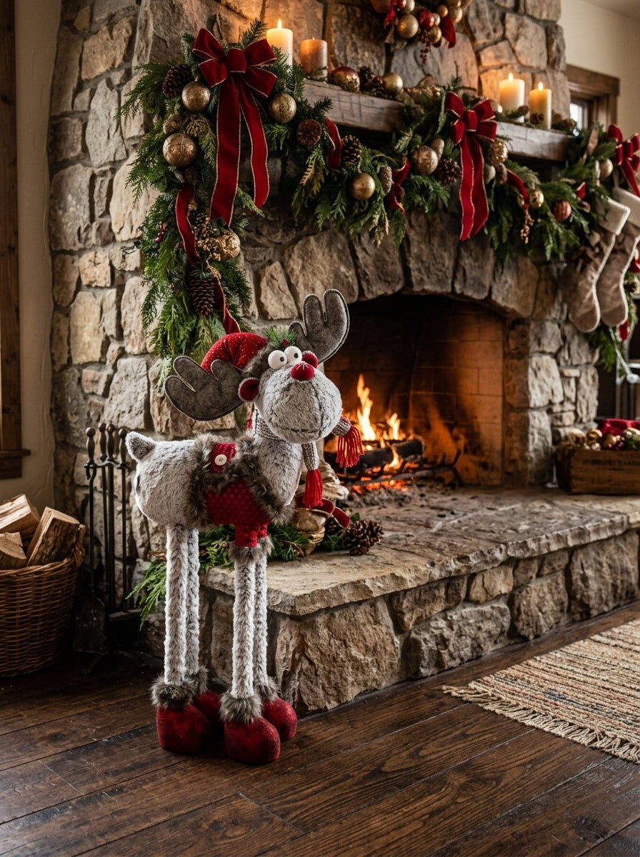 Rudolph Winter Kırmızı Montlu Dekoratif Yılbaşı Geyiği - 86 CM