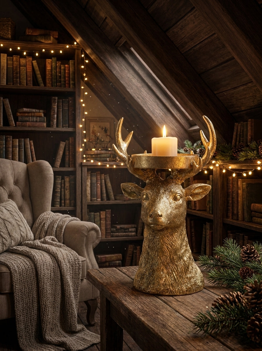 Golden Reindeer Yılbaşı Mumluğu