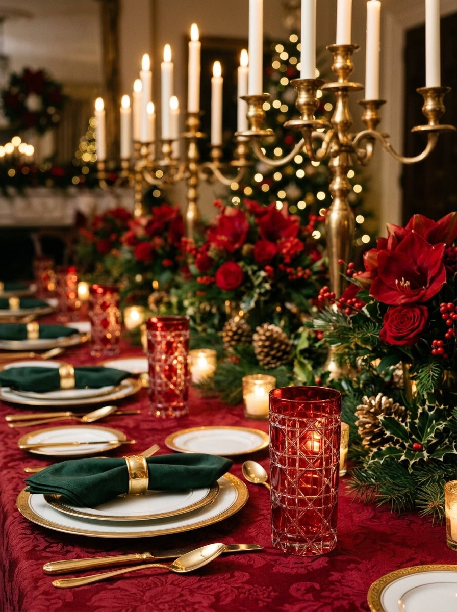 Vetro Christmas Ruby Uzun Su Bardağı