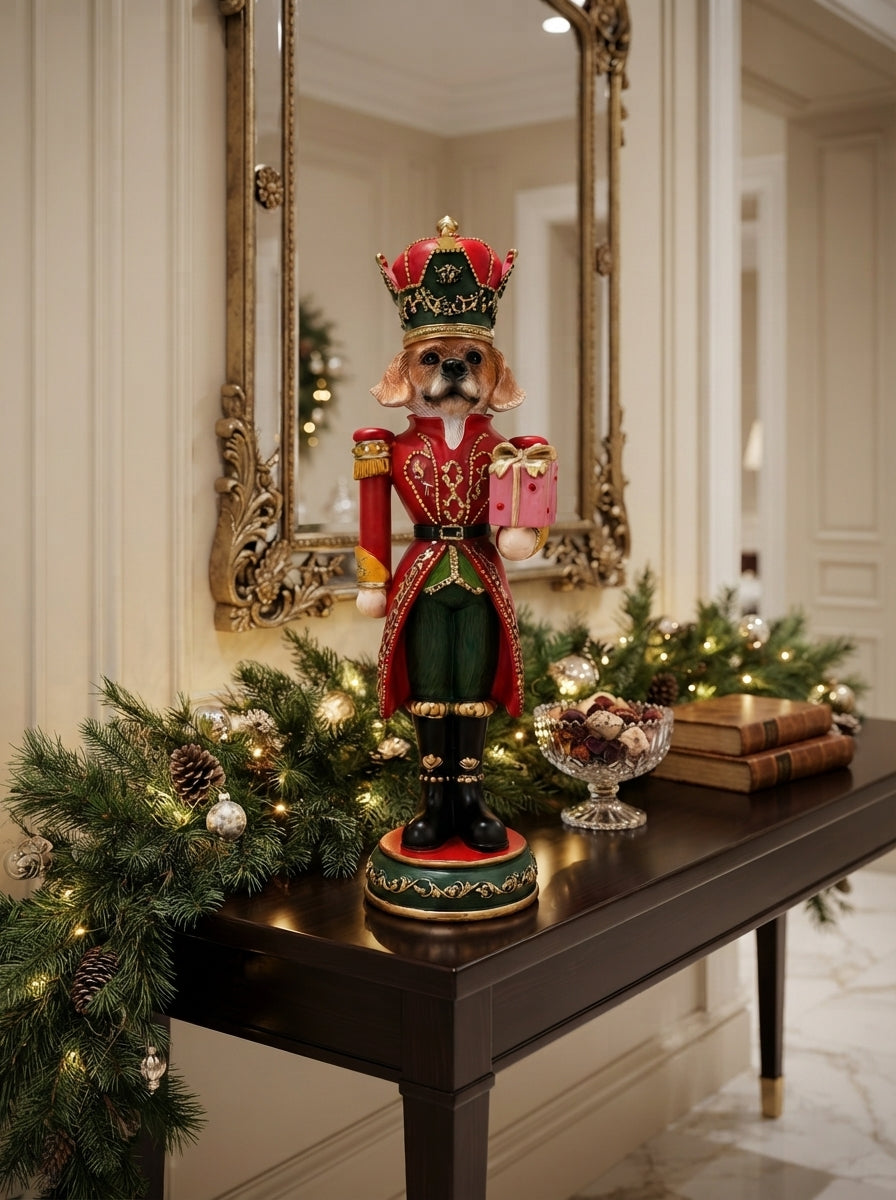 Royal Christmas Dog Dekoratif Figür - 37 CM