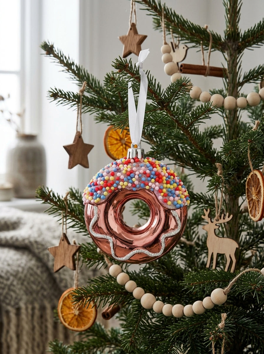 Candy Sprinkle Rose Gold Donut Yılbaşı Ağacı Süsü