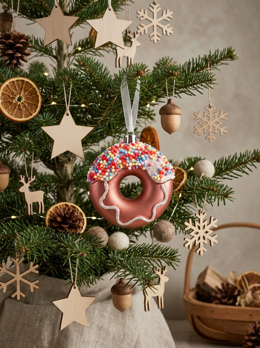 Candy Sprinkle Matte Rose Gold Donut Yılbaşı Ağacı Süsü